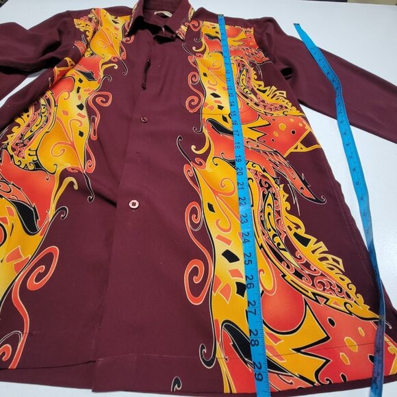 Batik Long Sleeve Red Orange Shirt - NEW - Picture 11 of 12
